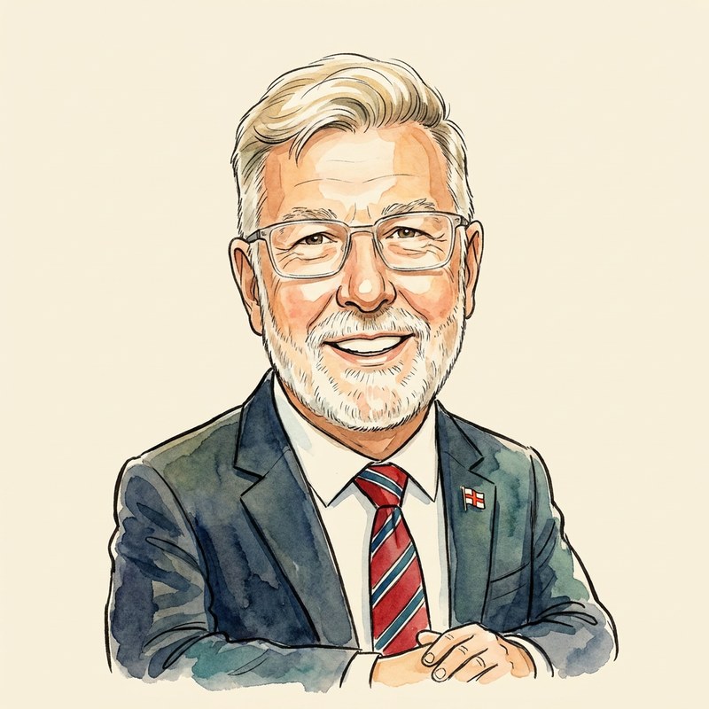 Watercolour cartoon portrait of Deputy Adrian Gabriel