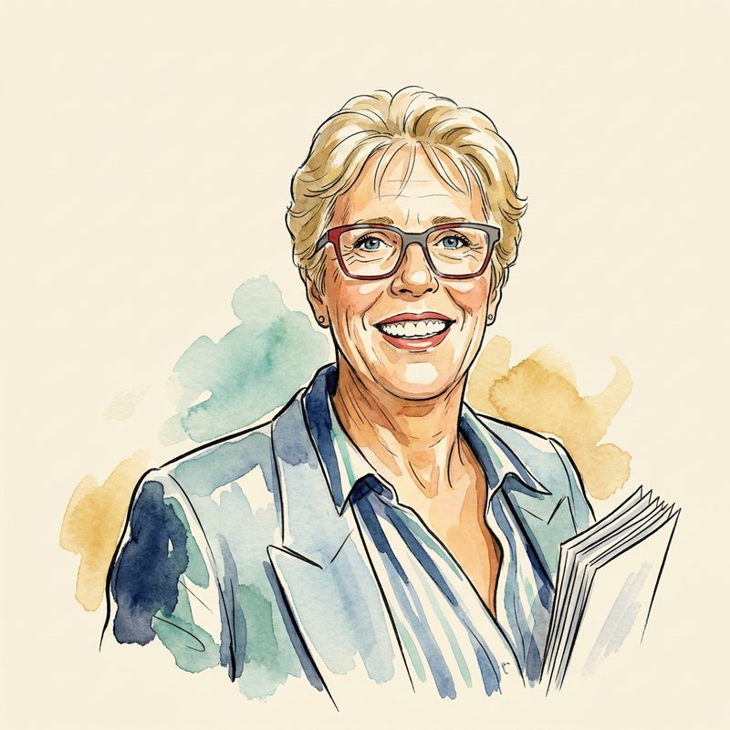 Watercolour cartoon portrait of Deputy Rhona Humphreys