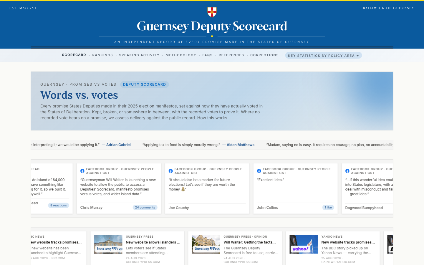 How do your deputies score? Bailiwick Express takes the Scorecard to its readers